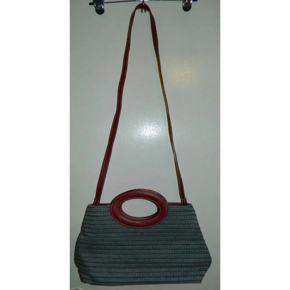LIZ CLAIBORNE Blue & Red Country Chic Hobo Bag